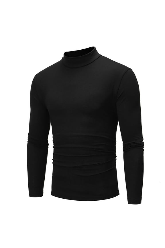 Men's Long Sleeve Tops New Autumn and Winter High-neck Solid Color Slim Long-sleeved Men's Bottoming Shirt