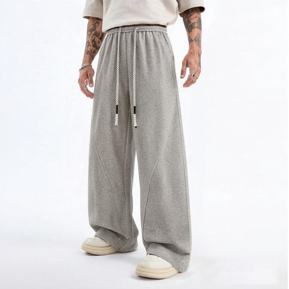 KIHOUT Men's Loose Fit Casual Joggers Drawstring Elastic Waist, Side Pockets, Wide Leg Sweatpants for Daily & Outdoor Wear