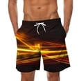 thumbnail image 1 of KIHOUT Men's Neon Light Streak Print Quick Dry Swim Trunks with Pockets, Elastic Drawstring Waist Beach Sports Shorts for Men, 1 of 4