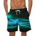 thumbnail image 1 of KIHOUT Men's Neon Light Streak Print Quick Dry Swim Trunks with Pockets, Elastic Drawstring Waist Beach Sports Shorts for Men, 1 of 4