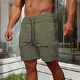 thumbnail image 1 of KIHOUT Men's Nylon Spandex Cargo Shorts - Elastic Drawstring Waist, Multi-Pocket Design, Knee-Length Straight Fit for Summer Daily Wear Jogging Running and Outdoor Activities, 1 of 6