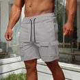 thumbnail image 1 of KIHOUT Men's Nylon Spandex Cargo Shorts - Elastic Drawstring Waist, Multi-Pocket Design, Knee-Length Straight Fit for Summer Daily Wear Jogging Running and Outdoor Activities, 1 of 6