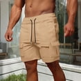 thumbnail image 1 of KIHOUT Men's Nylon Spandex Cargo Shorts - Elastic Drawstring Waist, Multi-Pocket Design, Knee-Length Straight Fit for Summer Daily Wear Jogging Running and Outdoor Activities, 1 of 6
