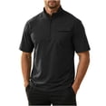 thumbnail image 1 of KIHOUT Men's Quarter-Zip Stand Collar Short Sleeve Shirt, Quick-Dry Polyester Top with Chest Pocket for Outdoor Sports & Casual Wear, 1 of 6