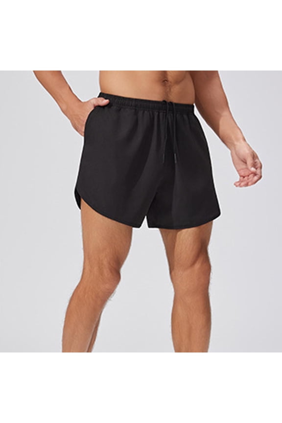 Men's Quick-Dry 3-Inch Running Shorts - 92% Polyester 8% Spandex, Elastic Drawstring Waist, Zippered Phone Pocket, Split Hem for Outdoor Trail Running, Gym Training