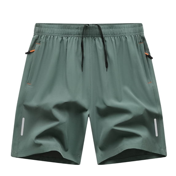 KIHOUT Men's Quick Dry Athletic Shorts - 100% Polyester, Elastic Drawstring Waist, Zipper Pockets & Reflective Strips for Running, Beach & Casual Wear