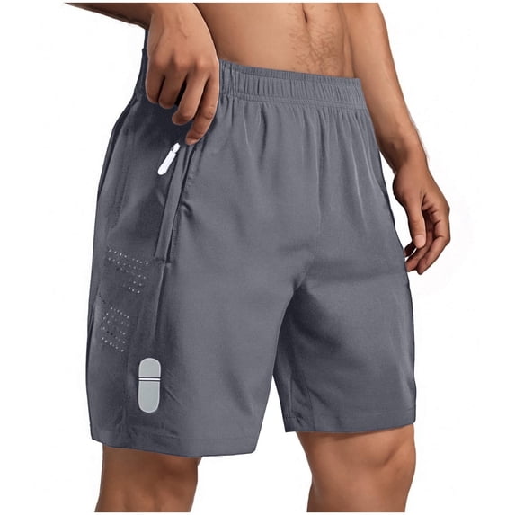 KIHOUT Men's Quick Dry Athletic Shorts - Elastic Drawstring Waist, Zipper Pocket, Reflective Accents, Breathable Nylon Spandex Sports Shorts for Gym Running and Outdoor Activities