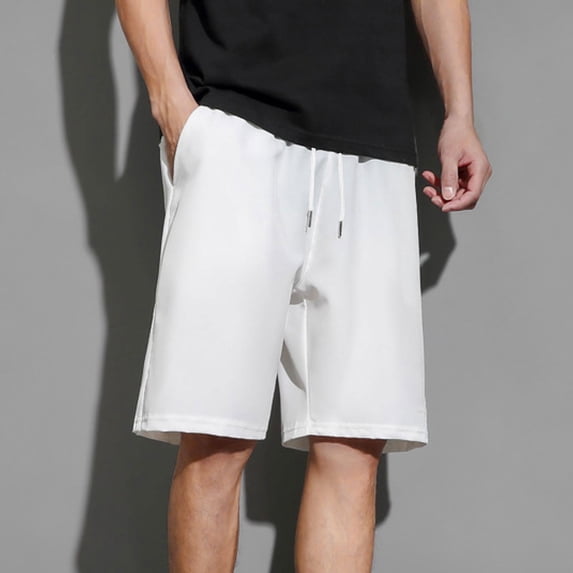KIHOUT Men's Quick-Dry Athletic Shorts - Polyester, Elastic Drawstring Waist, Zipper Pockets, Relaxed Fit for Gym Training, Running, Swimming and Summer Casual Wear