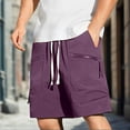 thumbnail image 1 of KIHOUT Men's Quick-Dry Casual Cargo Shorts - 100% Polyester, Elastic Drawstring Waist, Zippered Pockets, Relaxed Fit for Gym Training, Running and Summer Daily Wear, 1 of 6