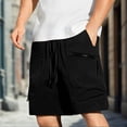 thumbnail image 1 of KIHOUT Men's Quick-Dry Casual Cargo Shorts - 100% Polyester, Elastic Drawstring Waist, Zippered Pockets, Relaxed Fit for Gym Training, Running and Summer Daily Wear, 1 of 6