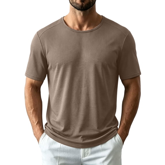 KIHOUT Men's Quick-Dry Crew Neck T-Shirt, Stretch Nylon-Spandex Short Sleeve Casual & Athletic Top