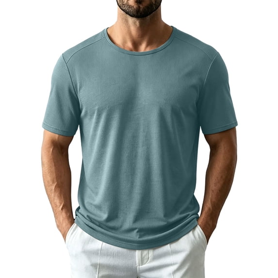 KIHOUT Men's Quick-Dry Crew Neck T-Shirt, Stretch Nylon-Spandex Short Sleeve Casual & Athletic Top