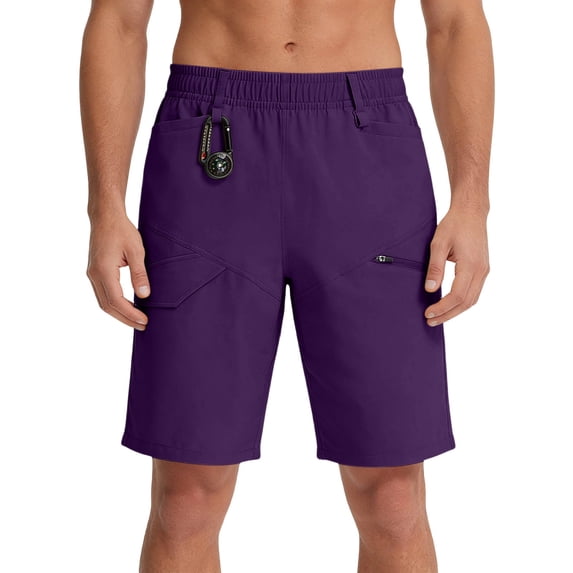 KIHOUT Men's Quick Dry Hiking Cargo Shorts Elastic Waist Drawstring Multi Pocket Lightweight Pre-Shrunk Summer Outdoor Workout Shorts