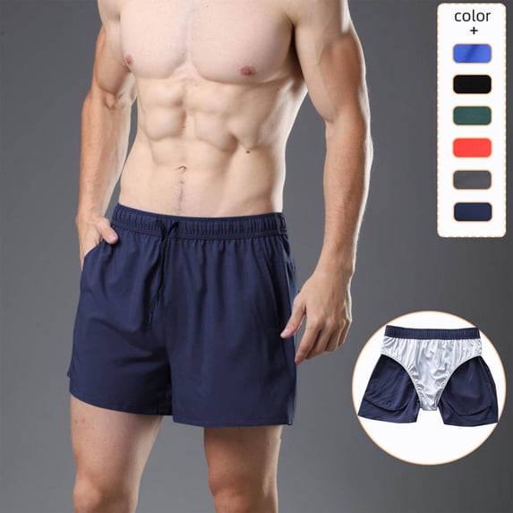 KIHOUT Men's Quick-Dry Stretch Athletic Shorts - 95% Polyester 5% Spandex, Elastic Drawstring Waist, Side Pockets, Short Length for Summer Running, Gym Training, Casual Wear