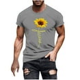 thumbnail image 1 of KIHOUT Men's Shirts Cotton Blend Short Sleeve Crew Neck Tees, Sunflower Graphic T Shirts Casual Workout Sports Tops Blosue for Men, 1 of 5