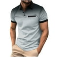 thumbnail image 1 of Awdenio New Arrivals Summer Mens Shirts, Men's Polka Gradient Lapel Button Sport Short-Sleeved Lapel Top Shirt, Fathers Day Gifts Gray S, 1 of 5