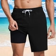 thumbnail image 1 of KIHOUT Men's Solid 2-in-1 Beach Swim Trunks - Quick Dry Polyester, Elastic Drawstring Waist, Built-in Liner & Pockets for Summer, 1 of 6