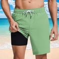thumbnail image 1 of KIHOUT Men's Solid 2-in-1 Beach Swim Trunks - Quick Dry Polyester, Elastic Drawstring Waist, Built-in Liner & Pockets for Summer, 1 of 6