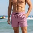 thumbnail image 1 of KIHOUT Men's Solid 4-Way Stretch Quick-Dry Swim Trunks - 95% Polyester 5% Spandex, Elastic Drawstring Waist, Mesh Lined with Zipper Pockets for Beach, Pool and Active Wear, 1 of 9