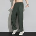thumbnail image 1 of KIHOUT Men's Solid Color Casual Pants with Drawstring Waist and Pockets Relaxed Straight Fit Elastic Waist Trousers for AllSeason Wear, 1 of 9