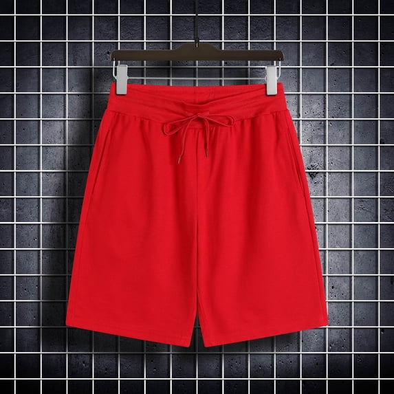 KIHOUT Men's Solid Color Casual Shorts - Nylon Spandex Blend, Ribbed Drawstring Waist, Side Pockets, Relaxed Fit for Summer, Fitness and Daily Wear