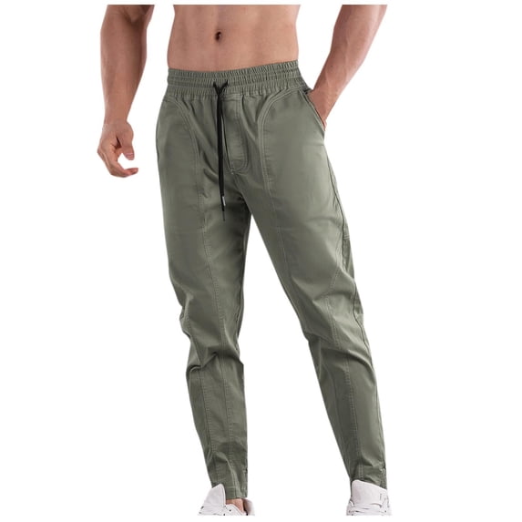 KIHOUT Men's Solid Color Faux Leather Joggers Elastic Drawstring Waist Tapered Pants with Pockets for Casual and Nightout Wear
