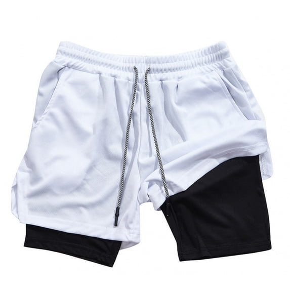 KIHOUT Men's Solid Lightweight Mesh Casual Shorts - 100% Polyester, Elastic Drawstring Waist, Functional Pockets for Summer Lounging & Daily Wear