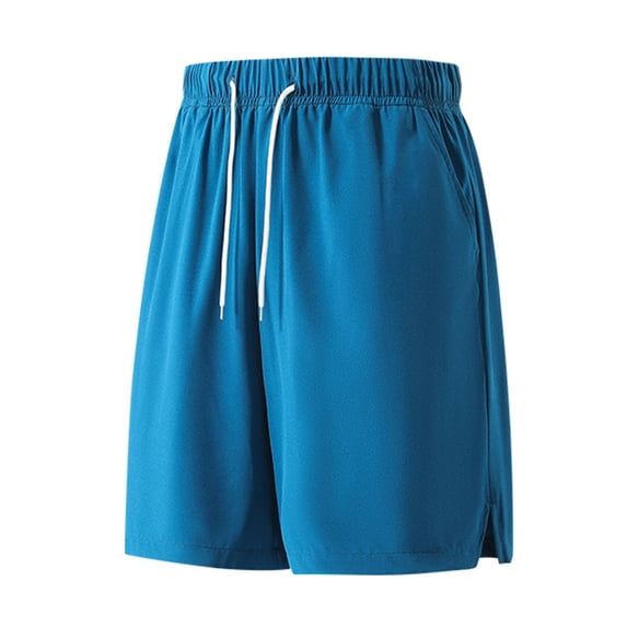 KIHOUT Men's Solid Quick-Dry Athletic Shorts - Nylon Spandex Blend, Drawstring Elastic Waist, Side Slit & Zipper Pockets for Summer Track & Running