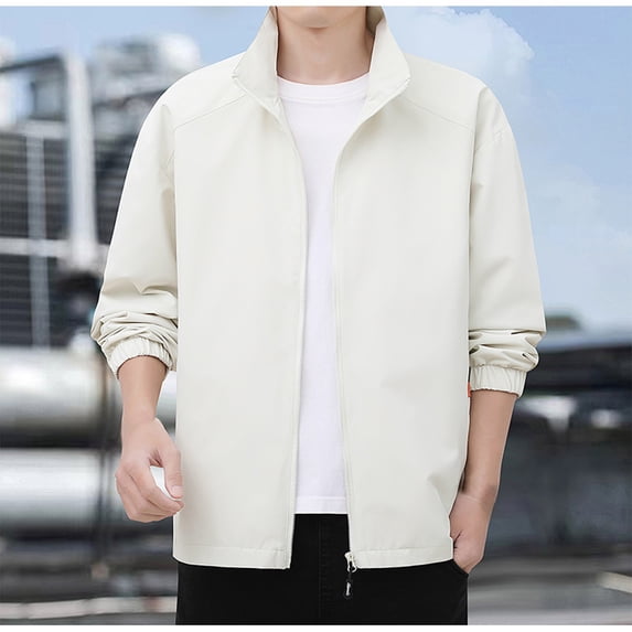 KIHOUT Men's Sports Shell Bomber Jacket Solid Color Lightweight Windbreaker Outdoor Recreation Coat