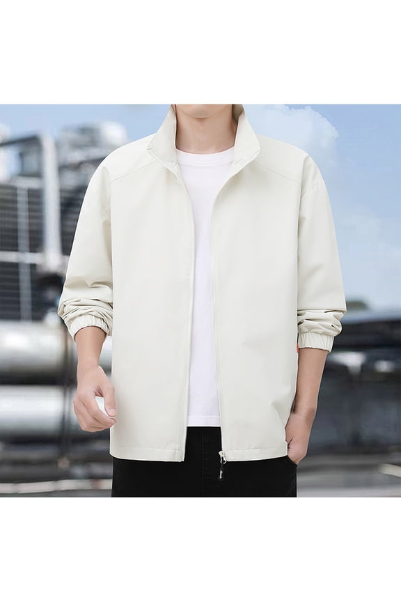 Men's Sports Shell Bomber Jacket Solid Color Lightweight Windbreaker Outdoor Recreation Coat