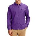 thumbnail image 1 of KIHOUT Men's Spring Summer Solid Color Lapel Button Pocket Business Casual Long Sleeve Shirt, 1 of 7