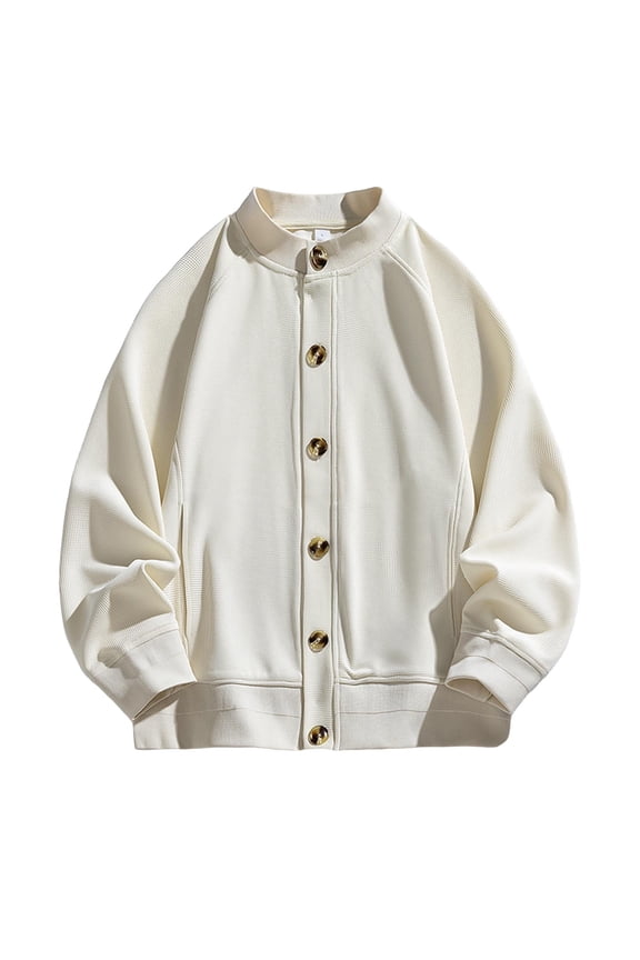 Men's Stand Collar Bomber Jacket - Modern Aviator Style with Ribbed Trim and Zipper Pockets