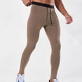 thumbnail image 1 of KIHOUT Men's Striped Compression Leggings Elastic Sports Yoga Pants with Drawstring Waist for Fitness Training, 1 of 7