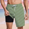 thumbnail image 1 of KIHOUT Men's Striped Print 2-in-1 Compression Lined Quick Dry Swim Trunks Elastic Drawstring Waist Beach Shorts, 1 of 6