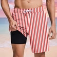 thumbnail image 1 of KIHOUT Men's Striped Print 2-in-1 Compression Lined Quick Dry Swim Trunks Elastic Drawstring Waist Beach Shorts, 1 of 6