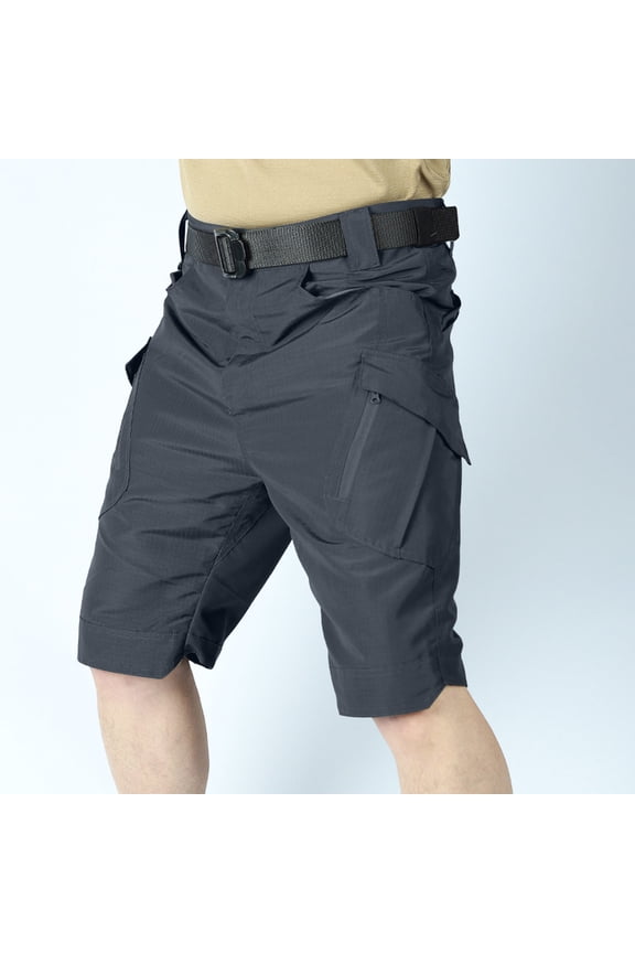 Men's Tactical Cargo Shorts - Lightweight Nylon Blend, Quick-Release Belt, Multi-Pocket Design, Durable for Outdoor Hiking, Workwear and All-Season Use