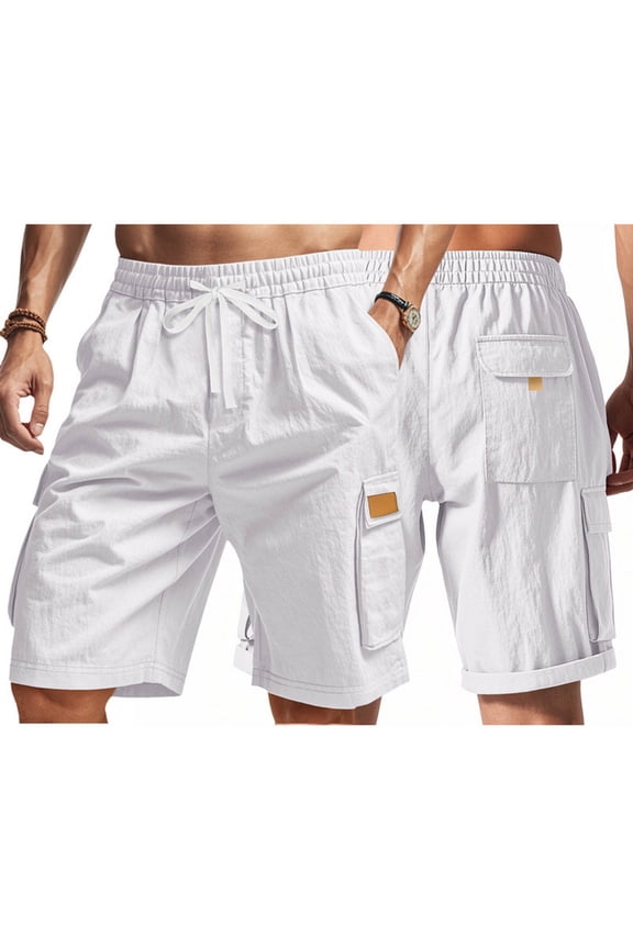 Men's Tactical Cargo Shorts - Nylon Spandex Blend, Drawstring Elastic Waist, Multi-Pocket Design, Relaxed Fit for Summer, Outdoor, Casual and Workwear