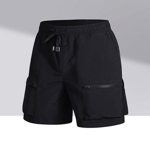 KIHOUT Men's Tactical Cargo Shorts - Nylon Spandex Blend, Quick-Dry Fabric, Zippered Utility Pockets, Elastic Drawstring Waist, Knee-Length for Summer Outdoor Hiking Running and Casual Wear