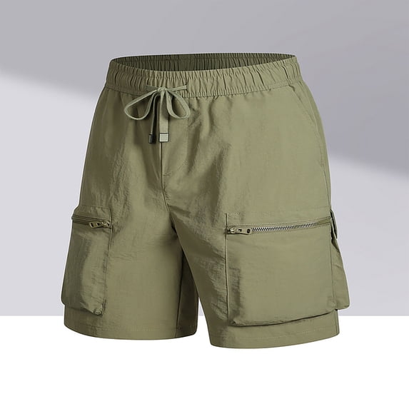 KIHOUT Men's Tactical Cargo Shorts - Nylon Spandex Blend, Quick-Dry Fabric, Zippered Utility Pockets, Elastic Drawstring Waist, Knee-Length for Summer Outdoor Hiking Running and Casual Wear