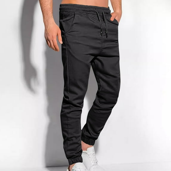 KIHOUT Men's Tapered Cargo Joggers MultiPocket Elastic Waist Pants for Outdoor Work and Casual Wear