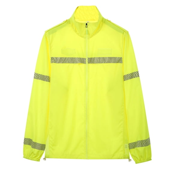 KIHOUT Men's UPF 50+ Reflective Strip Stand Collar Zip Up Sun Protection Work Jacket Lightweight Quick Dry High Visibility Long Sleeve Outdoor Construction Cycling Safety Coat