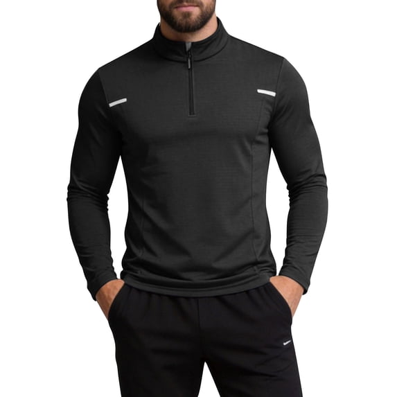 KIHOUT Men's UPF 50+ Sun Protection Shirt 1/4 Zip Stand Collar Long Sleeve Quick Dry 4-Way Stretch Athletic Top for Gym Training Running Hiking Outdoor Casual Wear