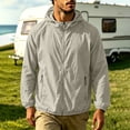 thumbnail image 1 of KIHOUT Men's UPF50+ Quick Dry Solid Color Hooded Windbreaker Lightweight Full Zip Breathable UV Protection Jacket for Outdoor Sports, 1 of 9