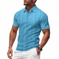 thumbnail image 1 of KIHOUT Men's Vertical Fine Rib Knit Short Sleeve Polo Shirt, Two Button Slim Fit Breathable Solid Acrylic Casual Top, 1 of 8