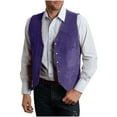 thumbnail image 1 of KIHOUT Men's Western Cowboy Suit Vest Slim Fit Faux Suede Leather Dress Vests Waistcoat for Wedding, 1 of 5