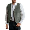thumbnail image 1 of KIHOUT Men's Western Cowboy Suit Vest Slim Fit Faux Suede Leather Dress Vests Waistcoat for Wedding, 1 of 5