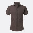 thumbnail image 1 of KIHOUT Mens Buttons Turndown Short Sleeve Solid Shirts Clearance Casual Vacation Daily Summer Blouses With Pocket, 1 of 4