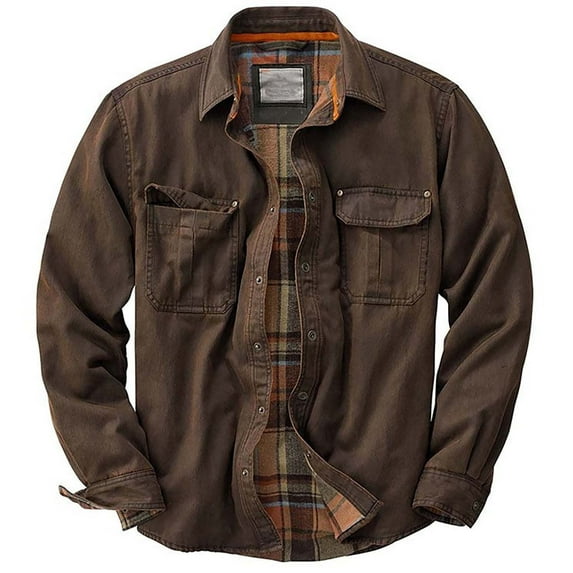 KIHOUT Mens Fall Fashion 2024 Plus Size Men's Fashion Casual Solid Color Cargo Pockets Long Sleeve Outwear Coat S-5XL