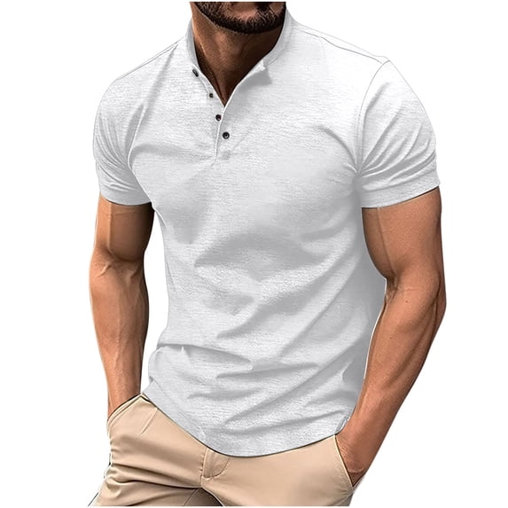 KIHOUT Mens Henley Shirts Short Sleeve Half Button T Shirt Fashion Casual Basic Pure Color Round Neck Tee Shirts