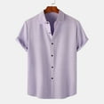 thumbnail image 1 of KIHOUT Mens Solid Hawaii Button Closure Shirts Casual Turndown Short Sleeve Daily Beach Blouses, 1 of 9